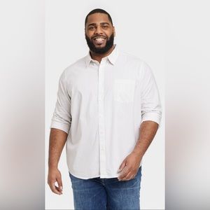 Men’s Big & Tall Long Sleeve Button-Down Shirt Goodfellow & Co White Stripe 4XL